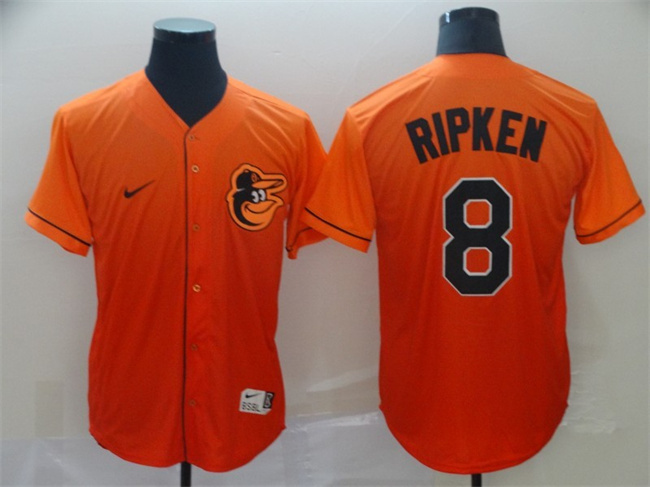 Men's Baltimore Orioles #8 Cal Ripken Jr. Orange Fade Stitched Baseball Jersey Men's Baltimore Orioles #8 Cal Ripken Jr. Orange Fade Stitched Baseball Jersey